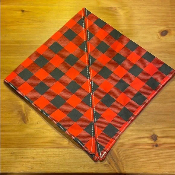 Red and Black Plaid Pet Bandana - Picture 2 of 2